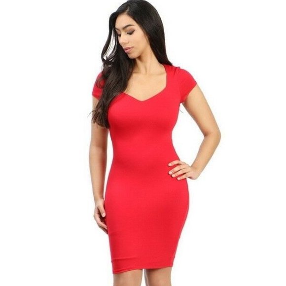 LA Fatima Red Short Sleeve Mini Party Dress - Picture 3 of 3